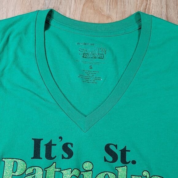 🔹️SpongeBob Green St. Patrick's Day Short Sleeve Tshirt Small - Picture 3 of 7